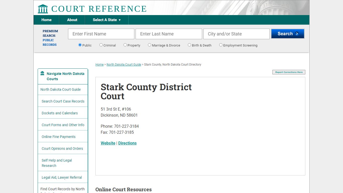 Stark County District Court - Court Records Directory